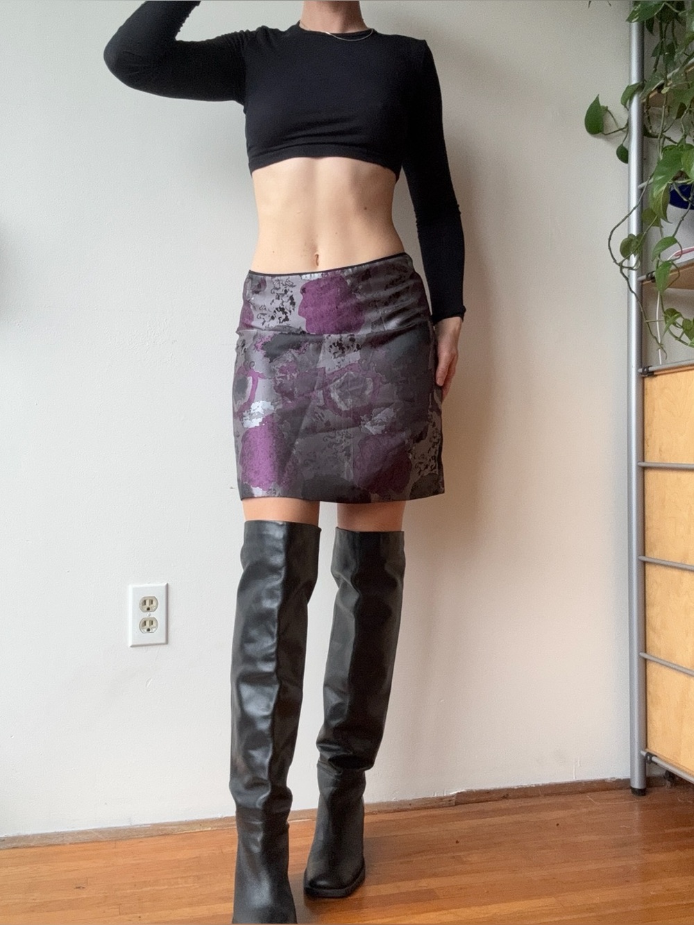 Esprit Purple Floral Jacquard Mini Skirt